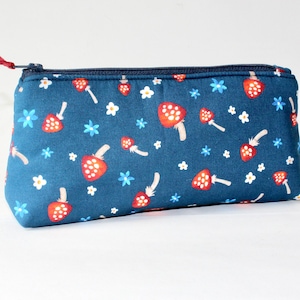 Mushroom Zipper Pouch: Floral Pencil Case, Small Makeup Bag