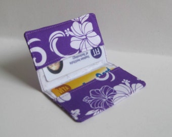 Business Card Holder. Credit Card Holder. Transit Card Holder. Bus Pass Holder. ID Card Holder - Purple and White Hibiscus