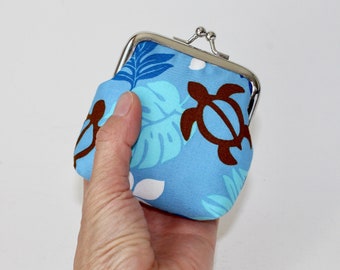 Honu Turtle Coin Purse: Blue Hawaiian Change Pouch