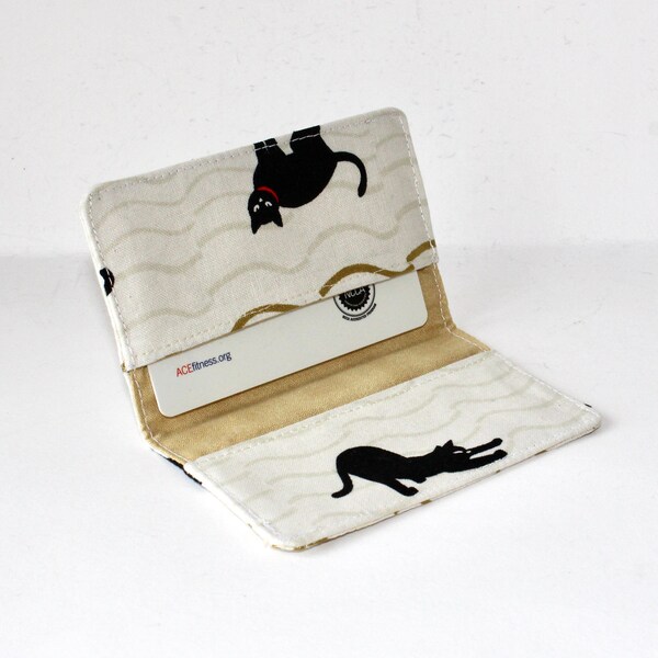 Business Card Holder. Credit Card Holder. Transit Card Holder. Bus Pass Holder. ID Card Holder - Cream with Black Cats