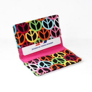 Business Card Holder. Credit Card Holder. Transit Card Holder. Bus Pass Holder. ID Card Holder with Colorful Peace Signs image 1