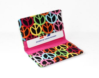 Business Card Holder. Credit Card Holder. Transit Card Holder. Bus Pass Holder. ID Card Holder with Colorful Peace Signs