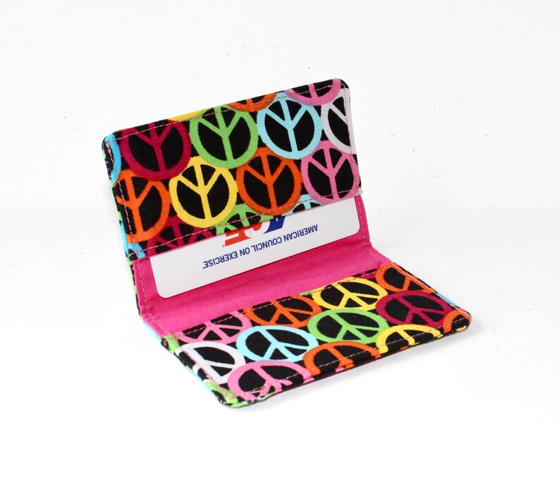 Business Card Holder. Credit Card Holder. Transit Card Holder. Bus Pass Holder. ID Card Holder with Colorful Peace Signs image 1