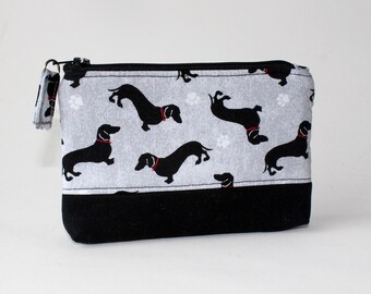 Petite pochette zippée. Petit porte-monnaie zippé. Pochette pour chien. Petit sac à fermeture éclair avec teckels, Doxies, Wiener Dogs, Weenies