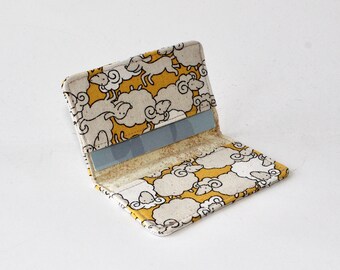 Business Card Holder. Credit Card Holder. Transit Card Holder. Bus Pass Holder. ID Card Holder - Yellow and White with Sheep and Dog