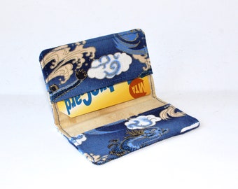 Business Card Holder. Credit Card Holder. Transit Card Holder. Bus Pass Holder. ID Card Holder in Blue with Dragons and Clouds