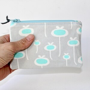 Floral Cotton Zipper Pouch: Small Coin Purse