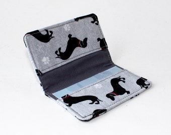 Business Card Holder. Credit Card Holder. Transit Card Holder. Bus Pass Holder. ID Card Holder. Dog Card Holder - Black Dachshund Dogs