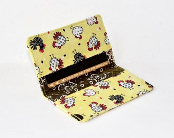 Business Card Holder. Credit Card Holder. Transit Card Holder. Bus Pass Holder. ID Card Holder - Yellow with Chickens, Roosters, Hens