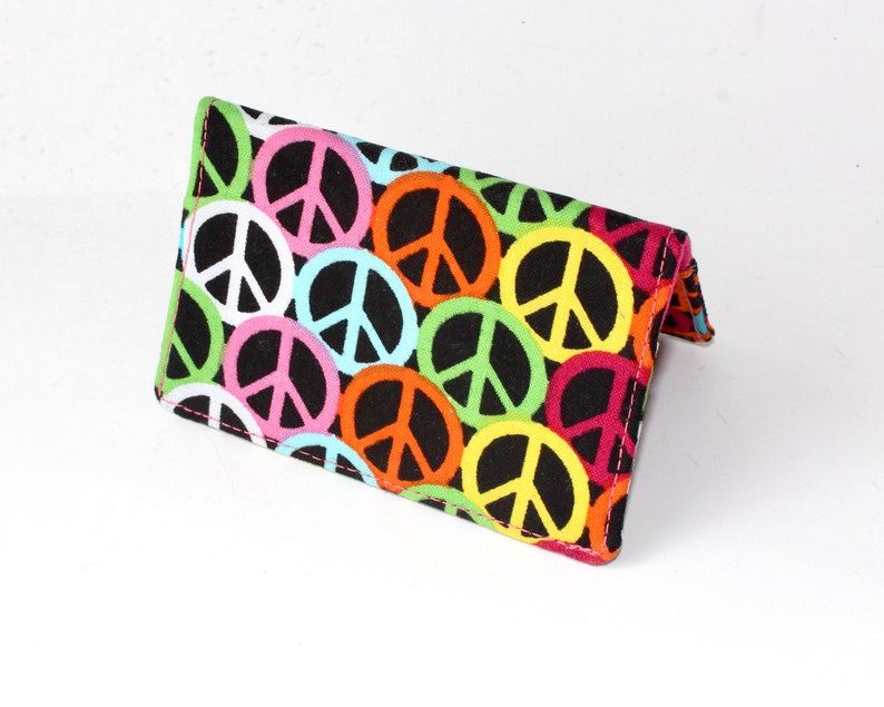 Business Card Holder. Credit Card Holder. Transit Card Holder. Bus Pass Holder. ID Card Holder with Colorful Peace Signs image 2