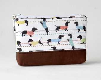 Small Zipper Pouch. Small Zipper Coin Purse. Dog Pouch. Small Zipper Bag with Dachshunds, Doxies, Wiener Dogs, Weenies