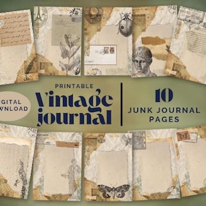 Vintage Blank Journal Pages, Junk Journal Kit, Vintage ephemera, Digital Printable Ephemera, Antique Vintage Scrapbook JPG Pages