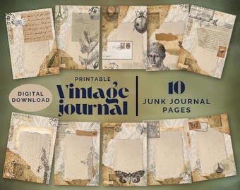 Vintage Blank Journal Pages, Junk Journal Kit ephemera, Digital Printable Antique Scrapbook JPG Papers