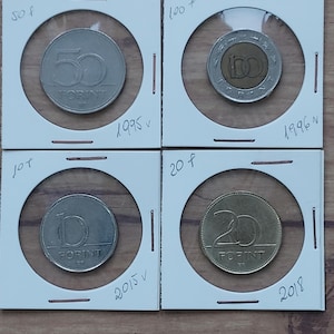 Myntset, ungerska forinter, 10, 20, 50, 100 forinter.