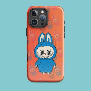 Bonita funda para iPhone Labubu con dibujos kawaii, resistente para iPhone 14, iPhone 15, iPhone 16, MagSafe®, acabado mate o brillante.