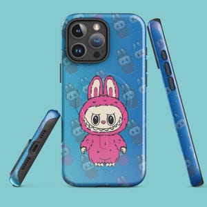Bonita funda para iPhone Labubu con dibujos kawaii, resistente para iPhone 14, iPhone 15, iPhone 16, MagSafe®, acabado mate o brillante.