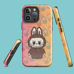 Bonita funda para iPhone Labubu con dibujos kawaii, resistente para iPhone 14, iPhone 15, iPhone 16, MagSafe®, acabado mate o brillante.