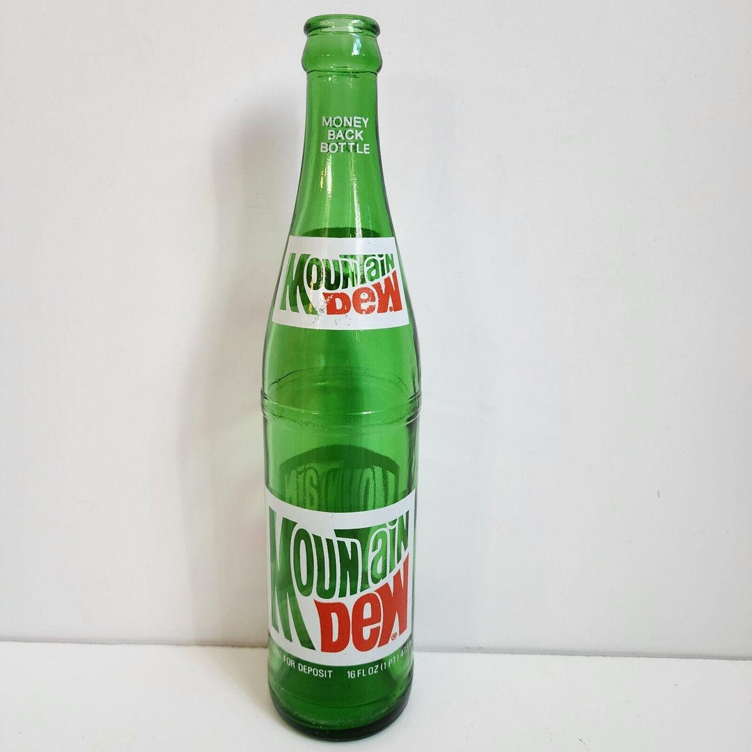 Mountain Dew Soda Bottle Green Glass Pop Bottle 16 Oz