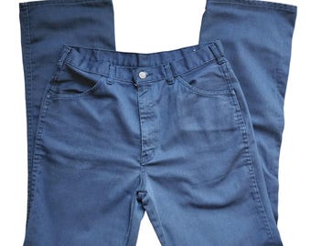 Pantalones de trabajo Dickies vintage para hombre, talla 34x34, azul marino, poliéster y algodón, corte recto.