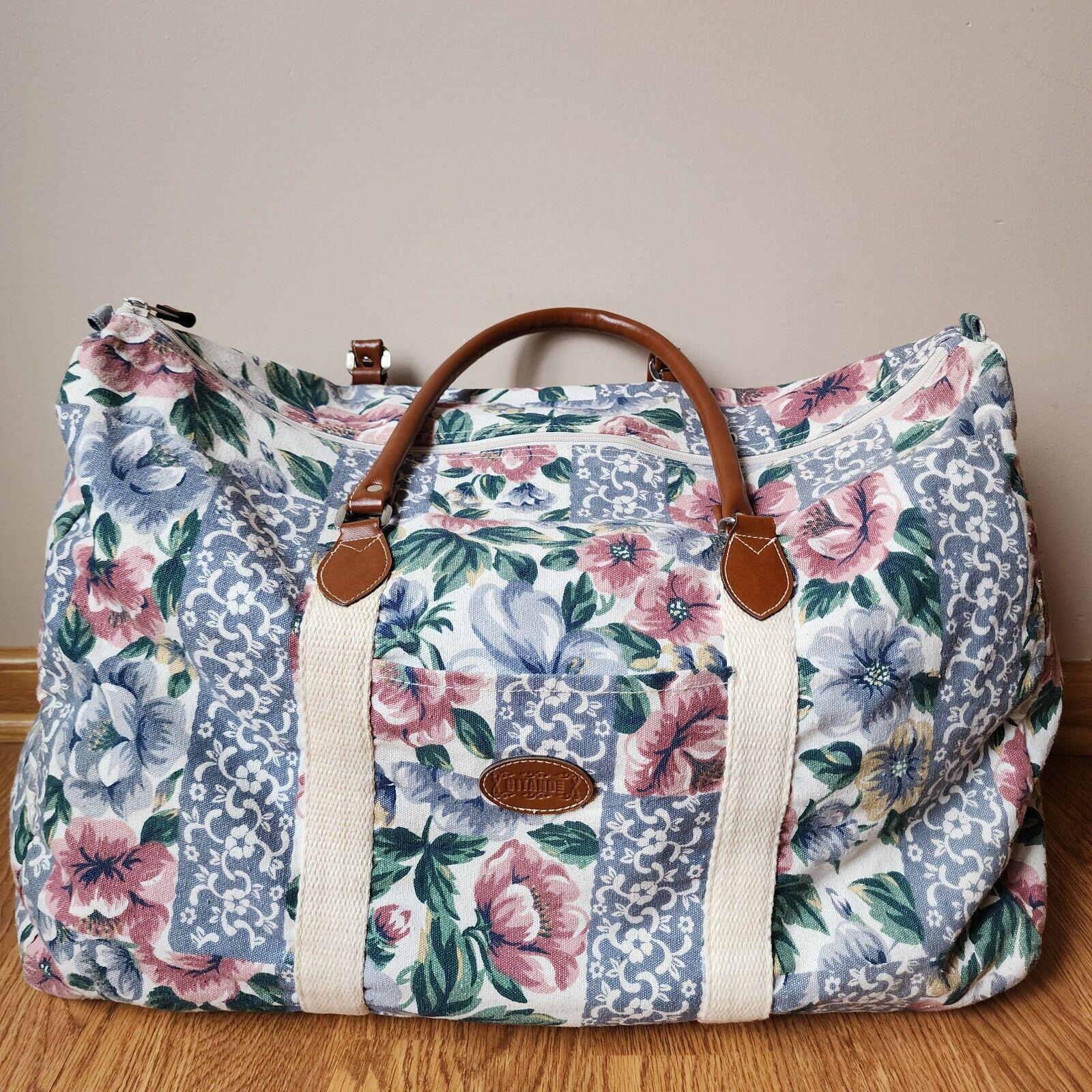 Gitano Floral Tapestry Weekender Duffle Bag With Leather