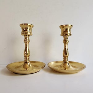 Vintage Brass Candlesticks Holders 4&quot; Tall Set Of 2 Mid-Century Modern MCM