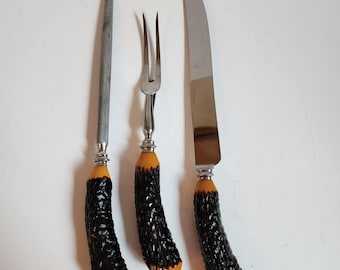 Set da intaglio vintage B. Thomas & Co. Sheffield, Inghilterra Affilacoltelli e forchette