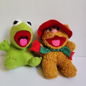 Baby Fozzie Bear Kermit 1987 Plush Toy Vintage Muppets Stuffed Animal Henson