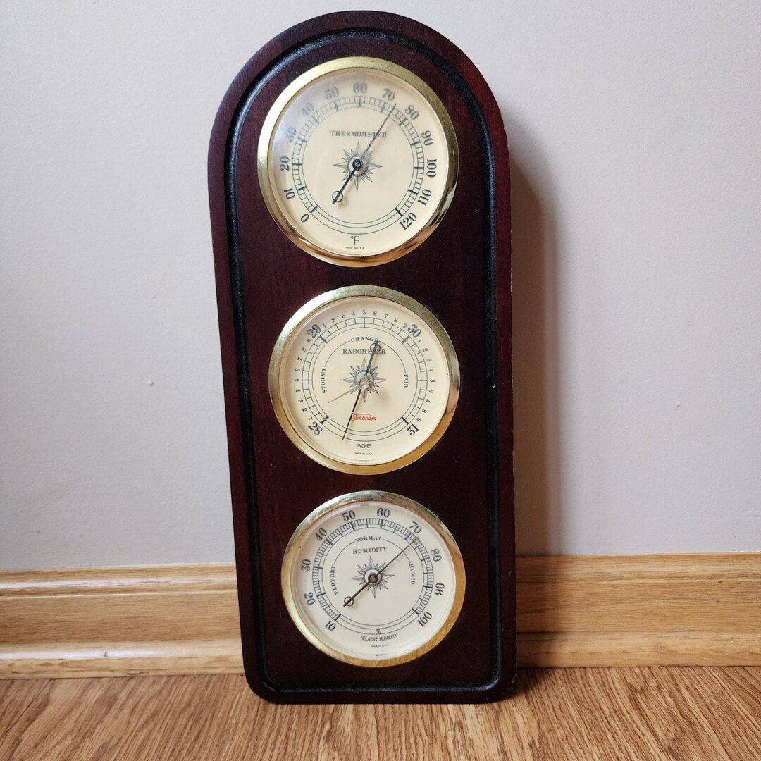 Vintage Sunbeam Weather Station Thermometer Barometer Humidity With Key ...