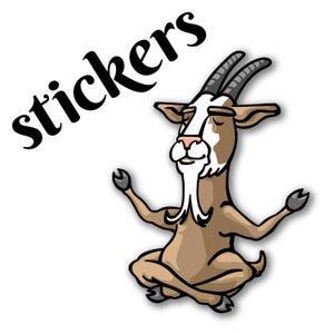 Stickers (2) cartoon meditating Billy Goat