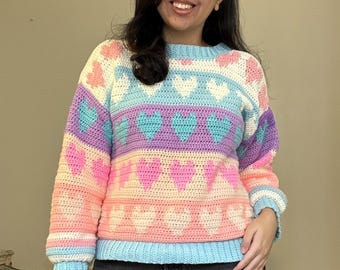 Hearts around sweater crochet pattern