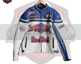 Inspired RedBull Jacket - Handmade Leather Racing Jackets - Biker Gifts