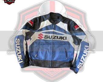 スズキ GSX-R レザーモーターサイクルジャケット | メンズ用ブラック