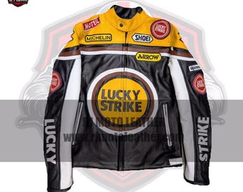 90年代のランニングレザージャケット、ラッキーストライクチーム