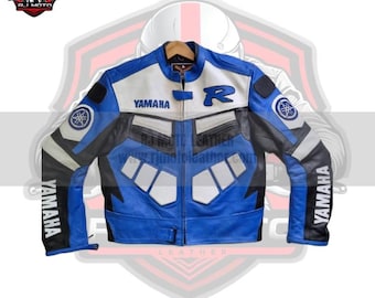 Chaqueta inspirada en Yamaha / Chaquetas de cuero de motociclismo a medida - Regalos para moteros