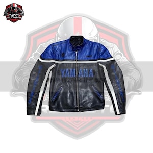 Motorbike Vintage Leather Jacket | Motorcycle Racing Jacket | Inspired Yamaha Tailored Handmade Classic 90's Style Jacket | RJ Moto Leather