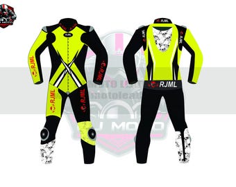 Tuta da motociclista in pelle bovina personalizzata / Abbigliamento da motociclista con armatura CE - Regali per motociclisti