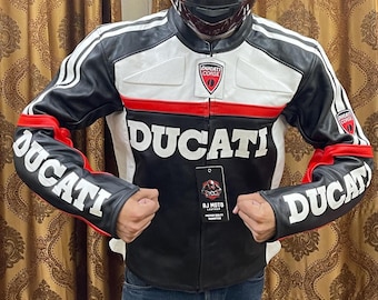 Chaqueta inspirada en Ducati - Chaqueta de moto vintage de carreras hecha a mano - Regalos para moteros