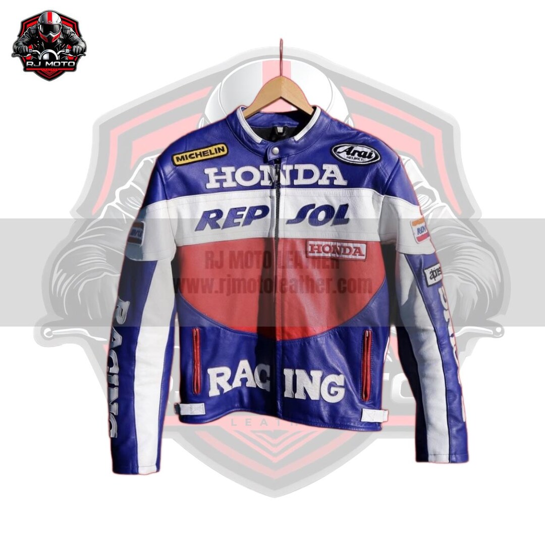 ライダースジャケット　HONDA REPSOLレプリカ HONDA REPSOL JACKET MOTORBIKE MOTORCYCLE COWHIDE LEATHER