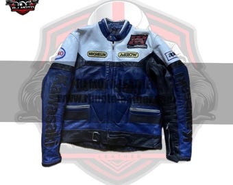 Kawasaki Inspired Leather Motorcycle Jacket | 90s Racing Style