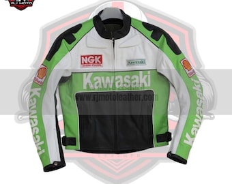 Inspired Kawasaki Leather Motorcycle Jacket – Custom Racing Jacket - Biker Gifts