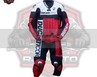 Inspired Ducati Suit - Motorbike Handmade Leather Racing Suits - Biker Gifts