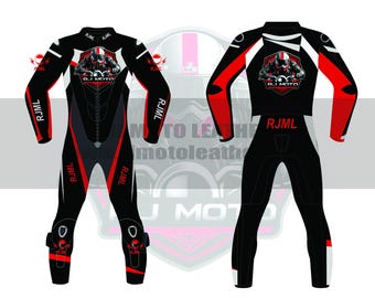 Custom Motorcycle Racing Leather Suit | CE Armor, Cowhide, RJ Moto - Biker Gifts