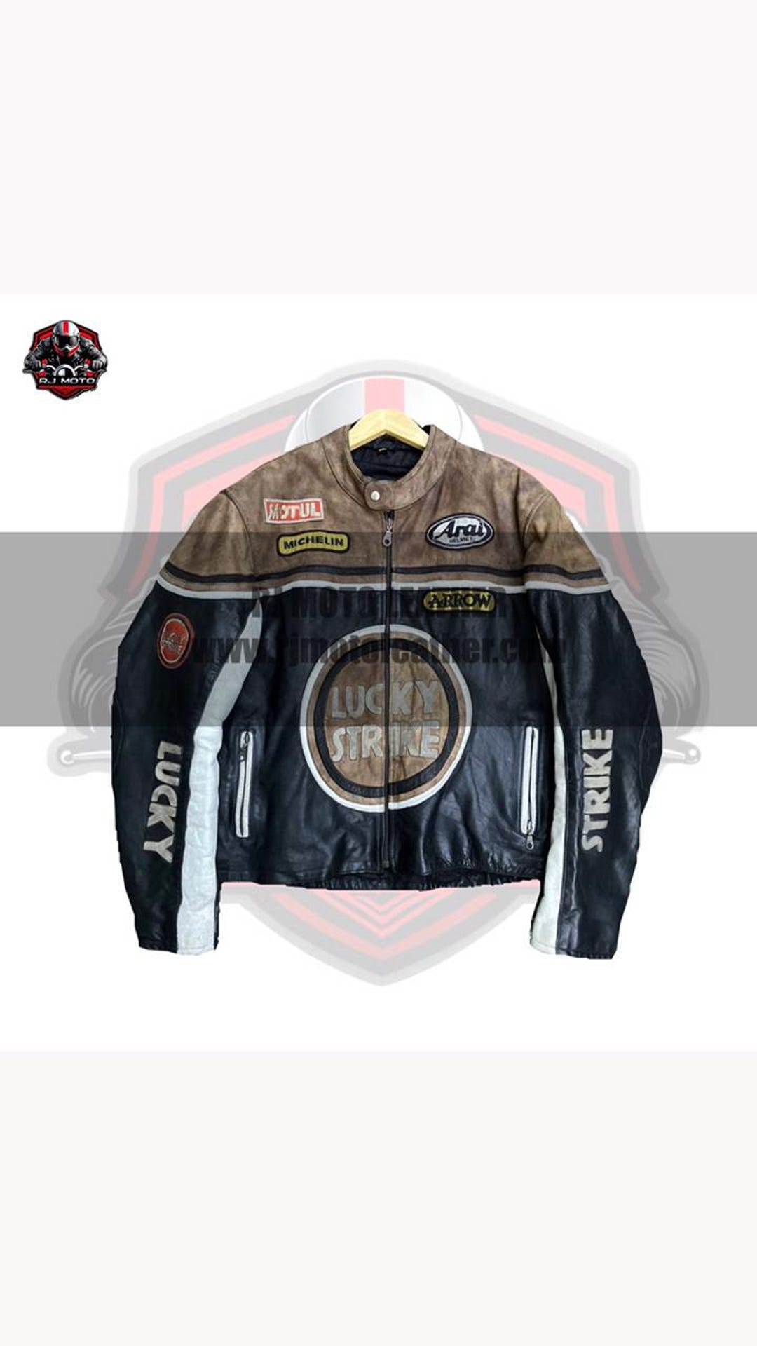 ヴィンテージ風ラッキーストライクレザーバイクジャケット｜90年代