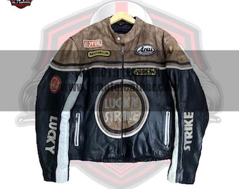 90年代のランニングスタイルのレザージャケット、ラッキーストライク