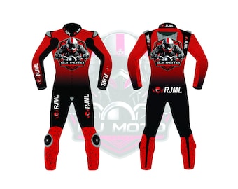 Custom Red & Black Leather Motorcycle Racing Suit | CE Armored - Biker Gifts