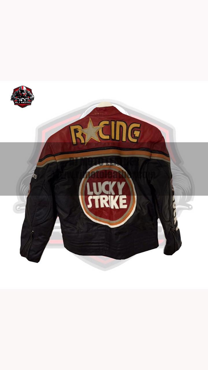 ヴィンテージ風レザーバイクジャケット：ハンドメイド90年代ラッキー
