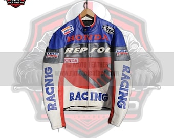 Inspired Honda Repsol Jacket - Handmade Leather Racing 90s Jacket - Biker Gifts