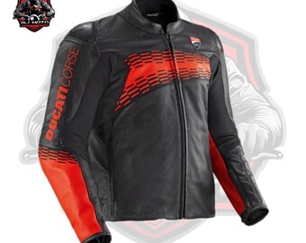 Inspired Ducati Corse C7 Leather Motorcycle Jacket - CE Approved Protection - Biker Gifts