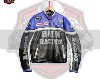 Inspired BMW Racing Leather Motorcycle Jacket | Handmade Cowhide, Customizable
