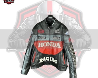 Inspired Honda Jacket - Honda Racing Leather Motorcycle 90s Jacket - Biker Gifts